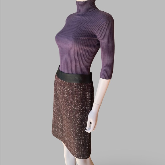Vintage Y2K Nanette Lepore Wool Blend Tweed Back Slits Pencil Skirt sz 10 - Picture 2 of 5